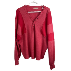 We the Free Pink Oversized Waffle Henley